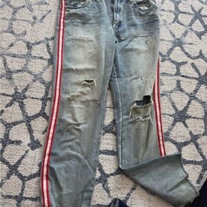 Blank NYC Straight Leg Jeans with Red Accents